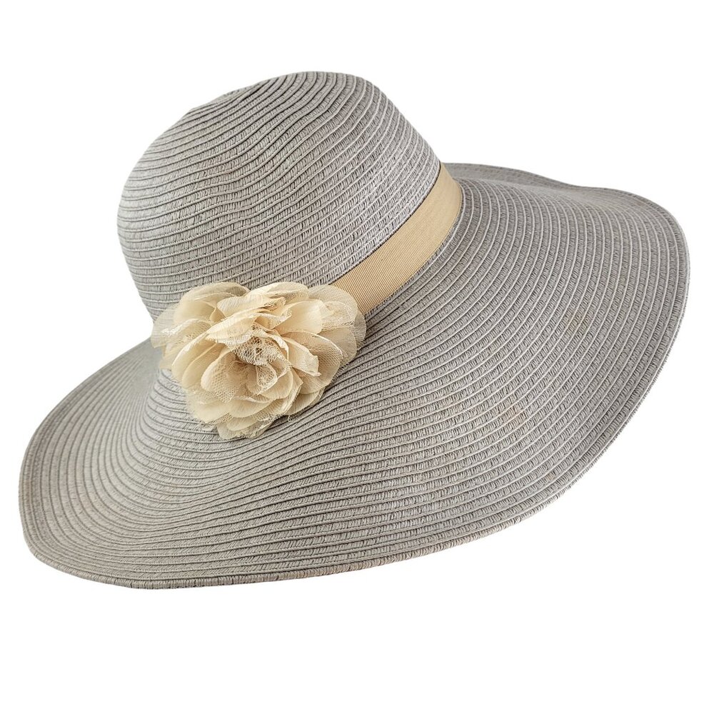 Elegant Cream and Gray Women's Sun Hat